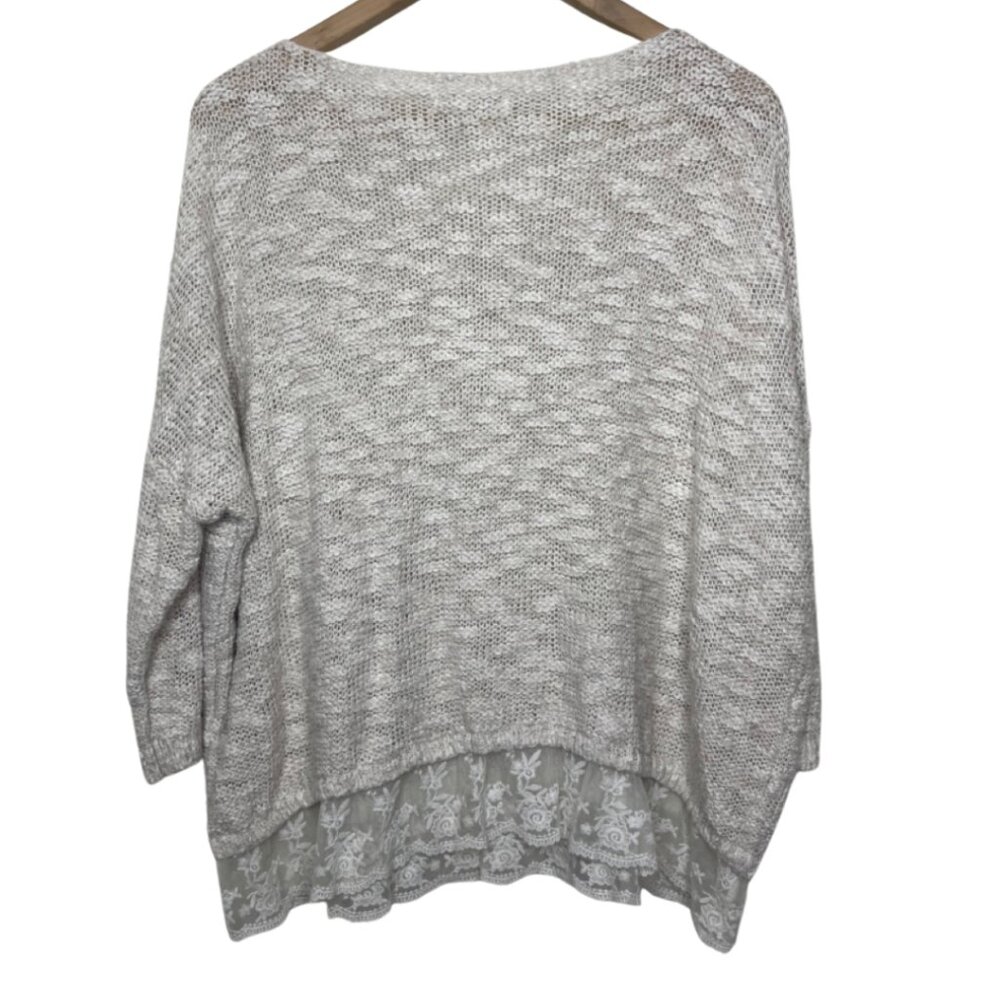 ABERCROMBIE & FITCH | Women's Oversized Cream Sweater with Lace Trim | Size M/L - Picture 7 of 12